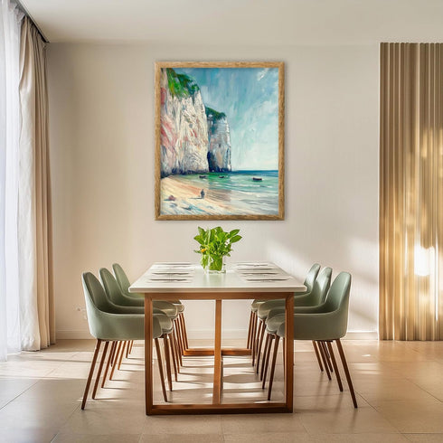 Posterizer 1 pcs-coastal cliefs in france-classics inspired oil painting style 1-Coastal & Nautical Art-Landscape & Nature Art-Decor for Home & Of...